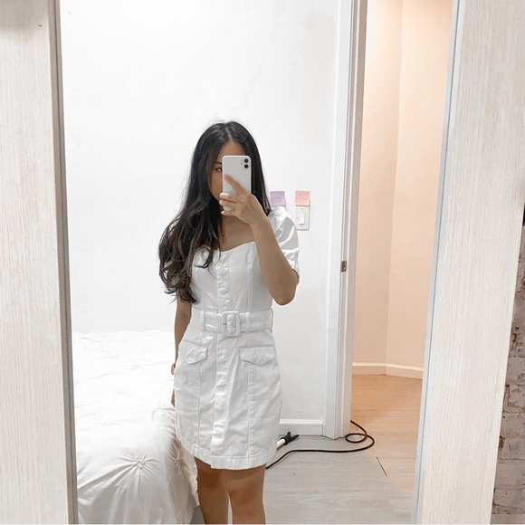 & Other Stories White / Cream Denim Mini Dress - Picture 3 of 10